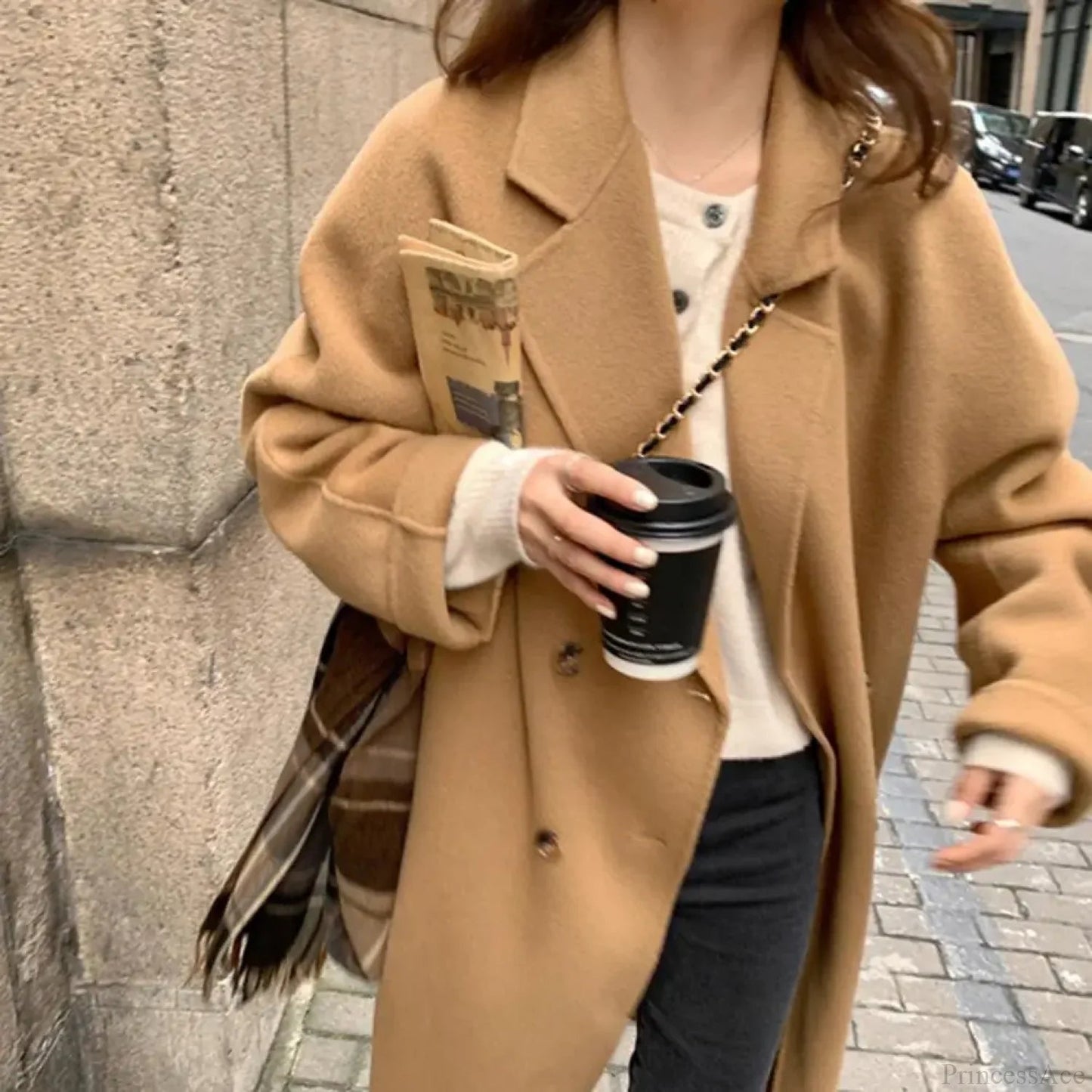 Woolen Notch Collar Spring Overcoat