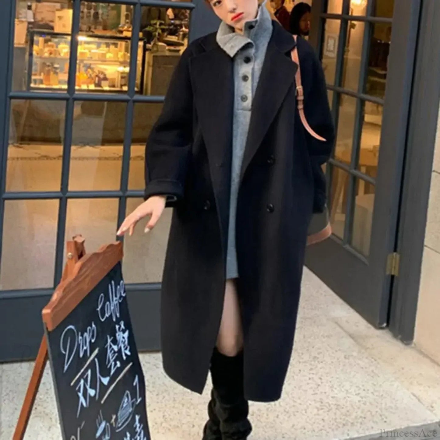 Woolen Notch Collar Spring Overcoat