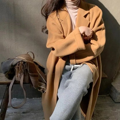 Woolen Notch Collar Spring Overcoat