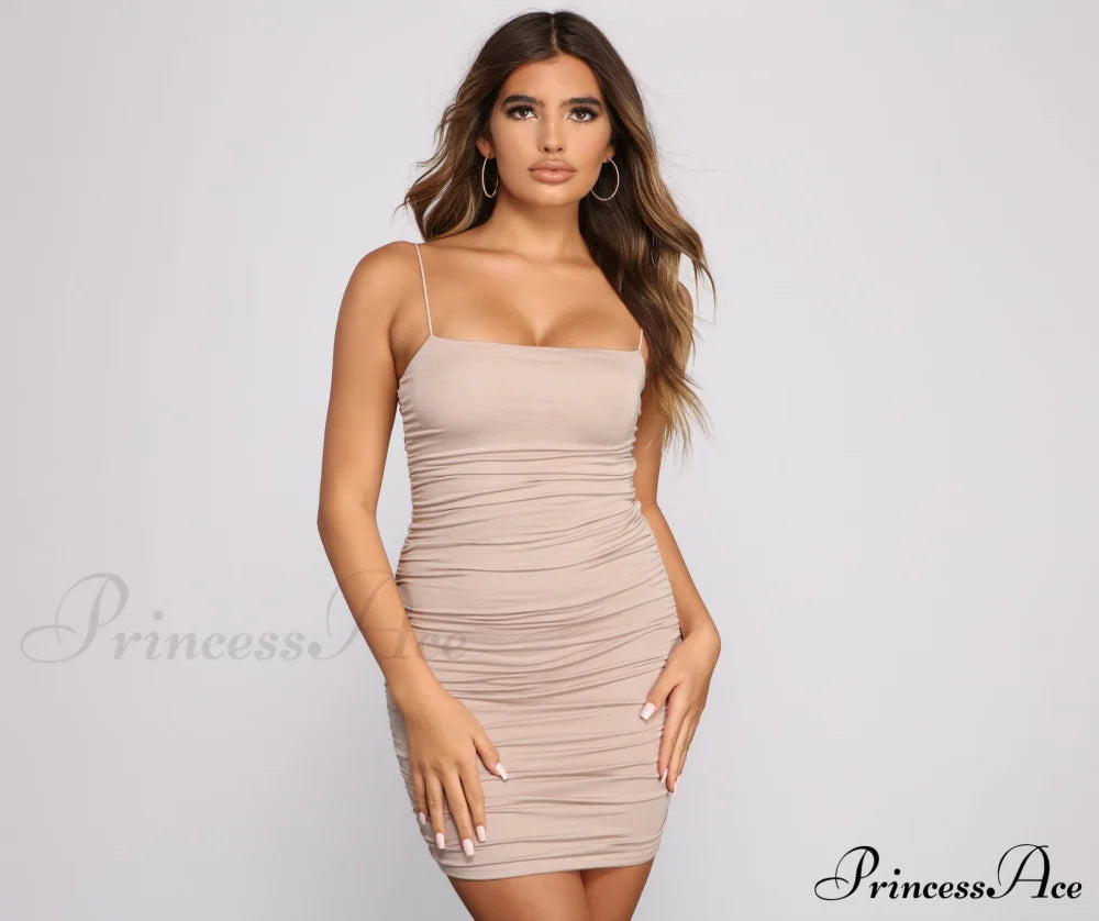 Casually Slay Square Charming Neck Ruched Mini Dress