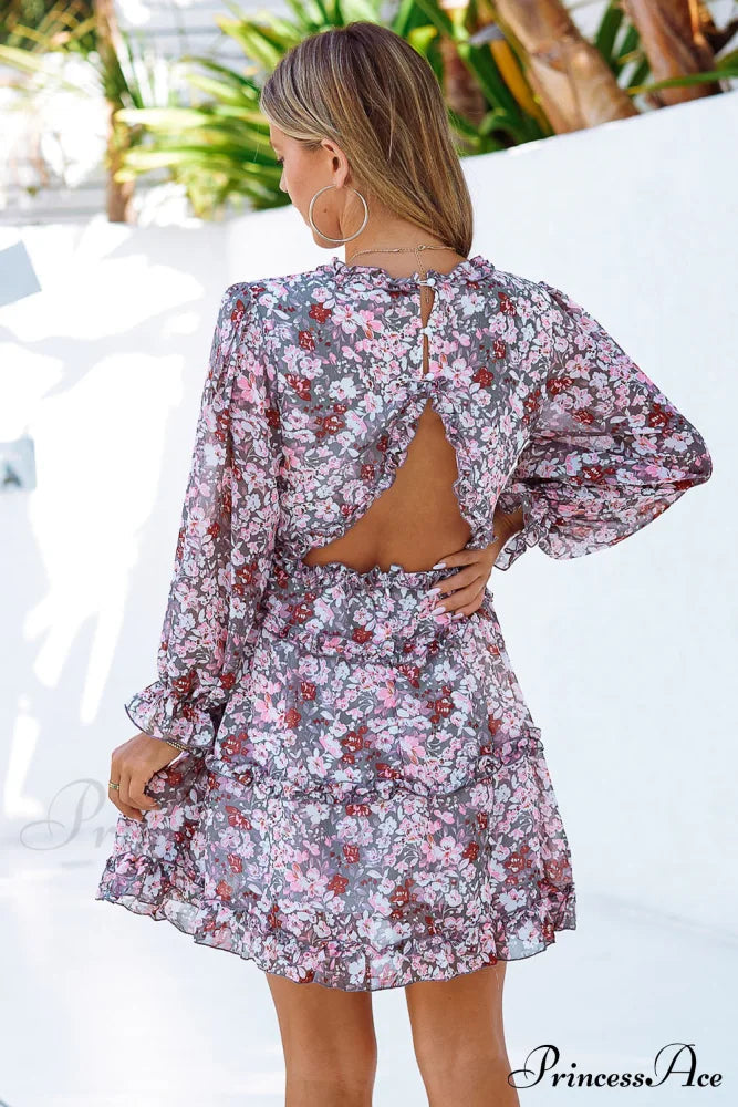 Causal Loose Color Pleated Classic V-neck Long Puff Sleeves Sweater Dress
