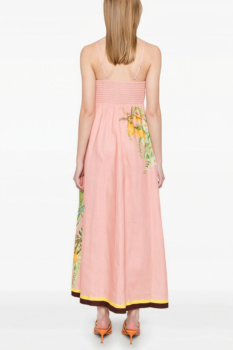 High Waist Print Cami Maxi Dress