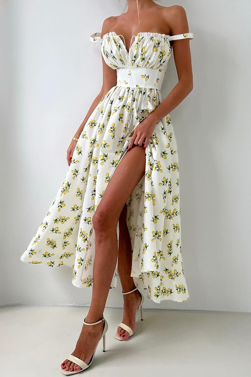 Cami Tie High Waist Slit Midi Dress