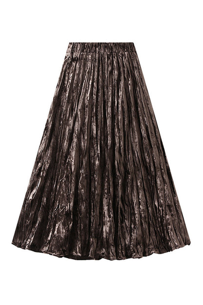 High-waisted A-line Versatile Mid-length Slimming Pleated Skirt