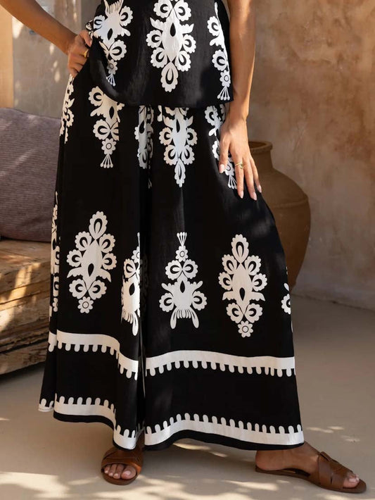 Exquisite Style Contrasting Loose Wide-leg Pants
