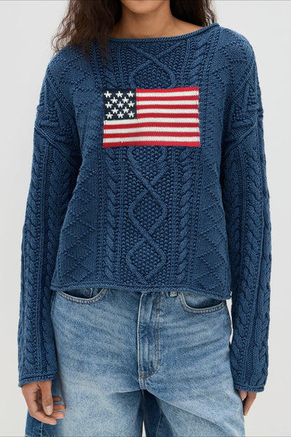 Loose Knit Flag Blouse