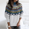 Vintage Icelandic Tribal Floral Knitted Jacquard Turtleneck Sweater elevenforest