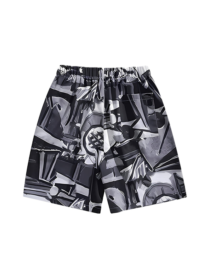 Retro Graphic Print Two-piece Set