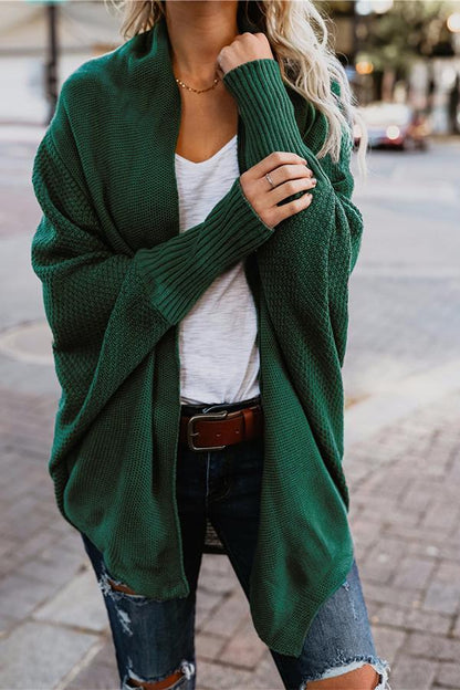 Bat Sleeve Long Knitted Cardigan Sweater