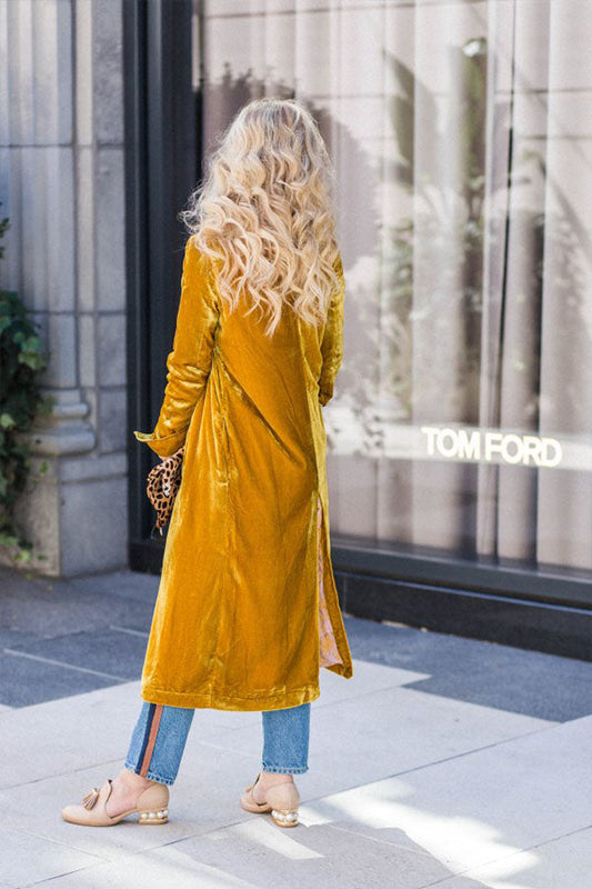 Velvet Cardigan Buttonless Outerwear Sweater