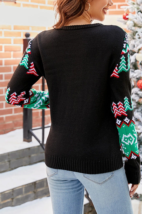 Multicolor Snowflake \u0026 Dinosaur Print Christmas Sweater
