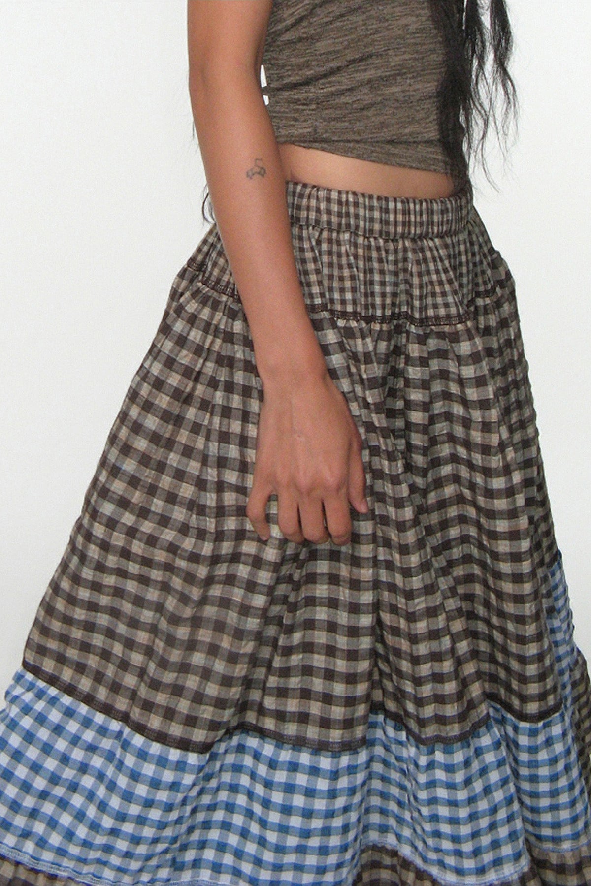 Plaid Colorblock Maxi Skirt