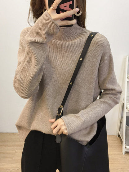 Purple Half Turtleneck Long Sleeve Sweater An1049