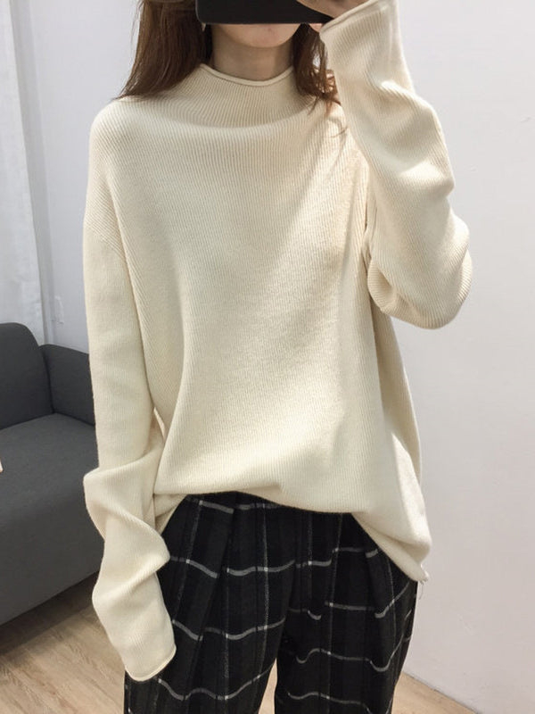 Purple Half Turtleneck Long Sleeve Sweater An1049