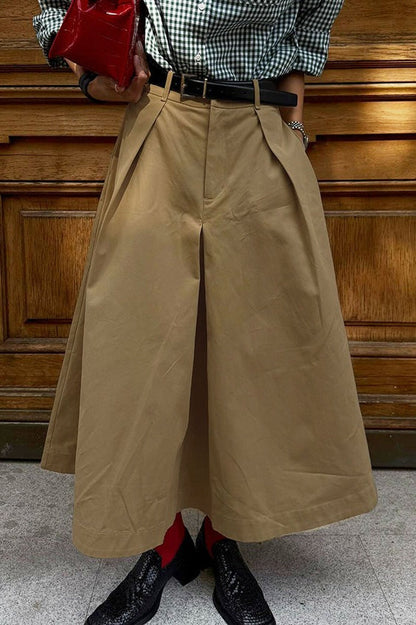 Loose Khaki Maxi Skirt