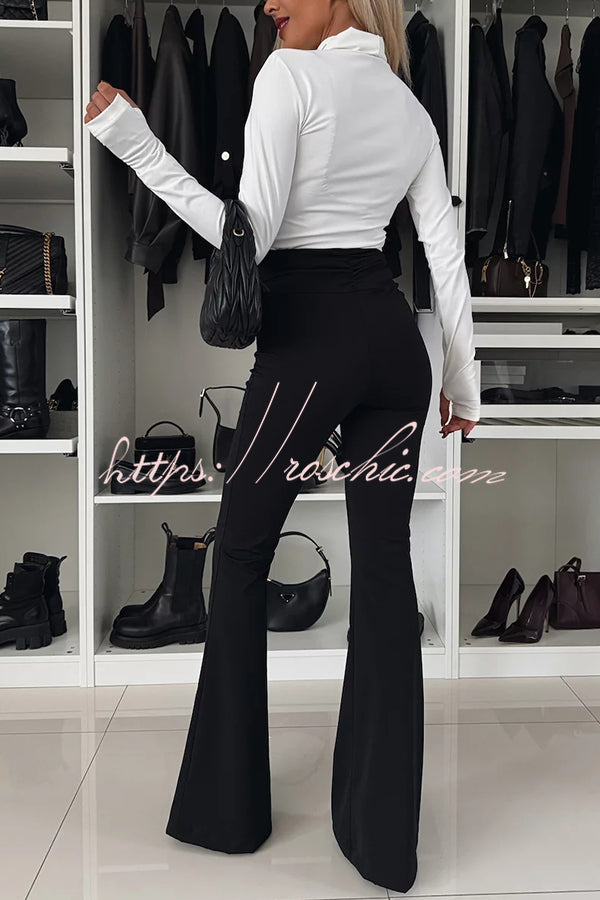 And Flexible High Rise Ruched Waist Stretch Flare Pants
