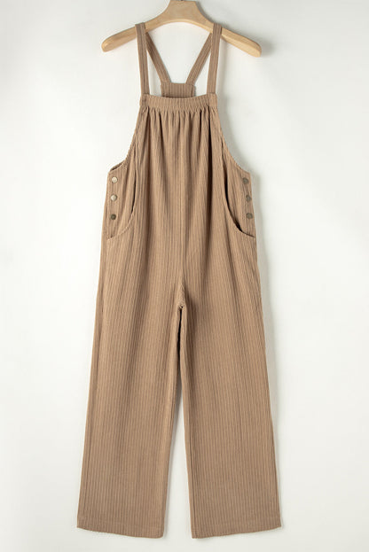 Color Pocketed Corduroy Overall