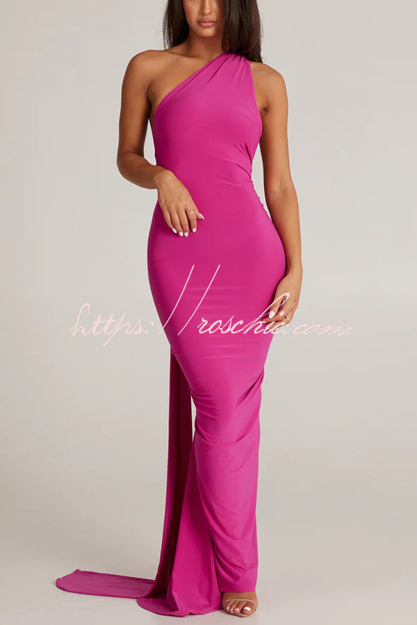 Backless Pleated Slim Color Sleeveless Maxi Dress