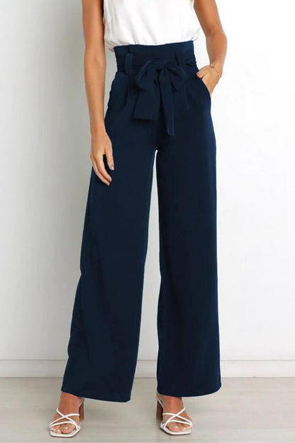 All-match Wide-leg Pants Tie-up Bow Trousers