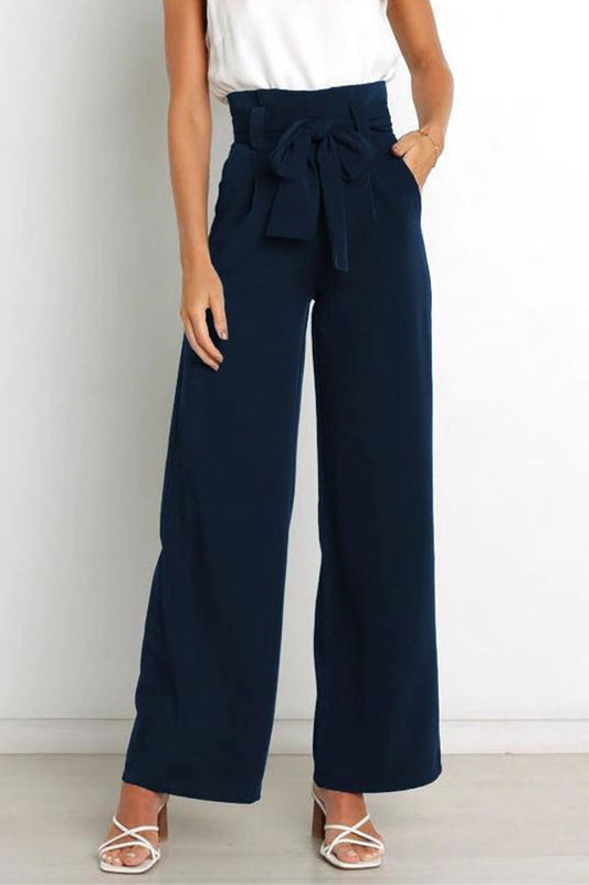 All-match Wide-leg Pants Tie-up Bow Trousers