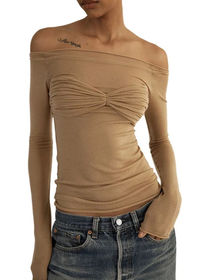 Short Sleeve Mesh Top Shirt for Off-shoulder See-through Knit Pullover Summer Sheer New T-shirt