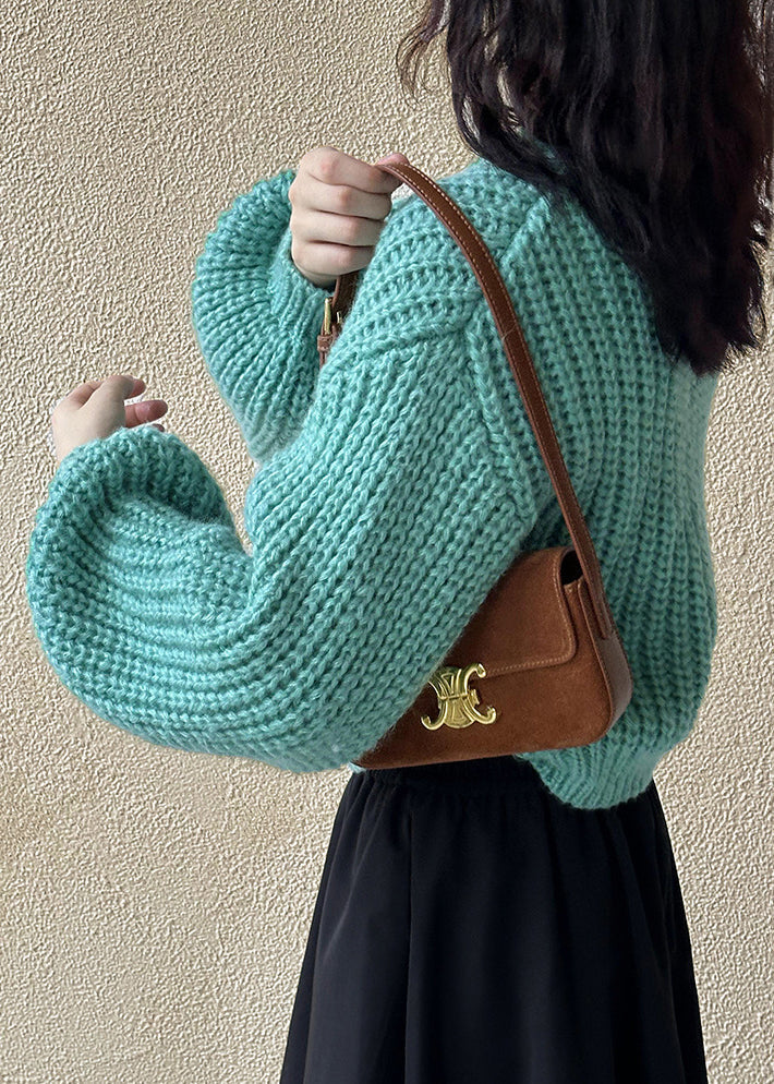 Simple Blue Button Cozy Cotton Knit Cardigan Long Sleeve Af1066
