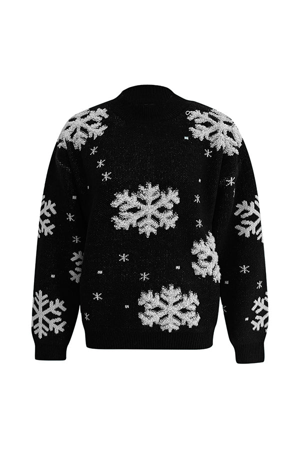 Turtleneck Christmas Print Knitted Sweater