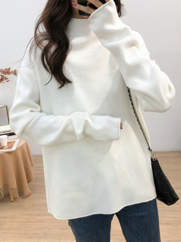 Purple Half Turtleneck Long Sleeve Sweater An1049