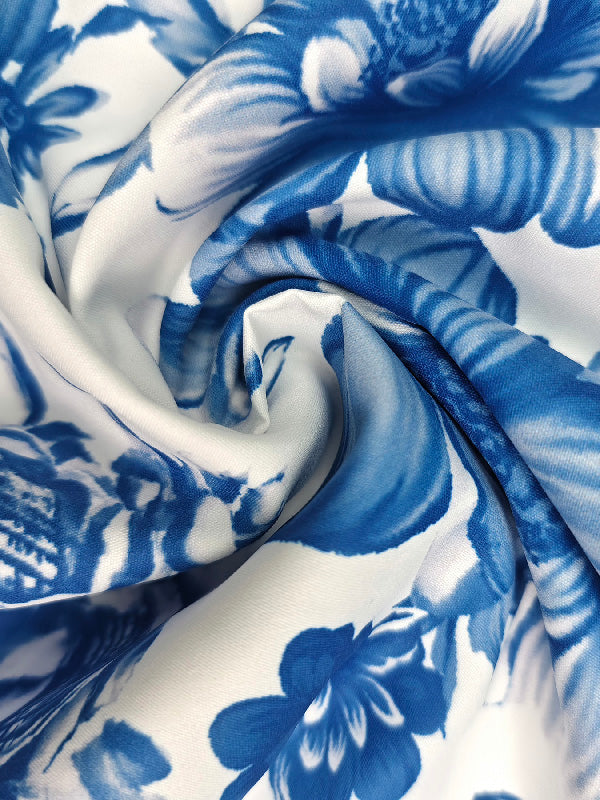 A-line Loose Flower Print Split-joint Lapel Maxi Dresses