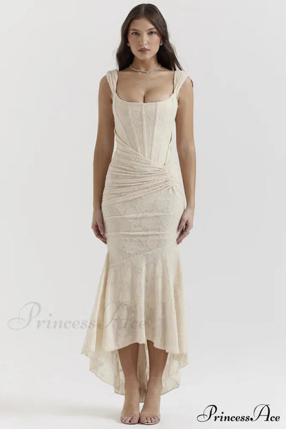 Cesca Retro Cream Charming White Maxi Dress