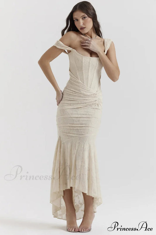 Cesca Retro Cream Charming White Maxi Dress