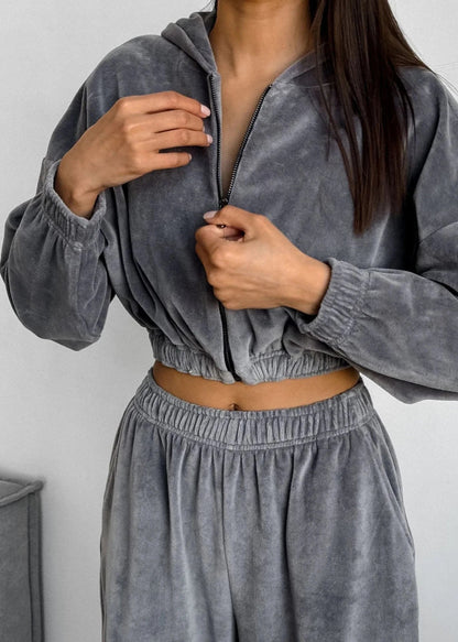 Relaxed Radiance - Zip-up Hoodie Two-piece Set