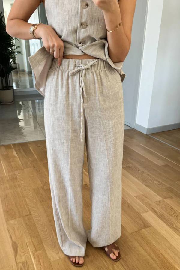 Split Vest \u0026 Lace-up Pants Two-piece Set