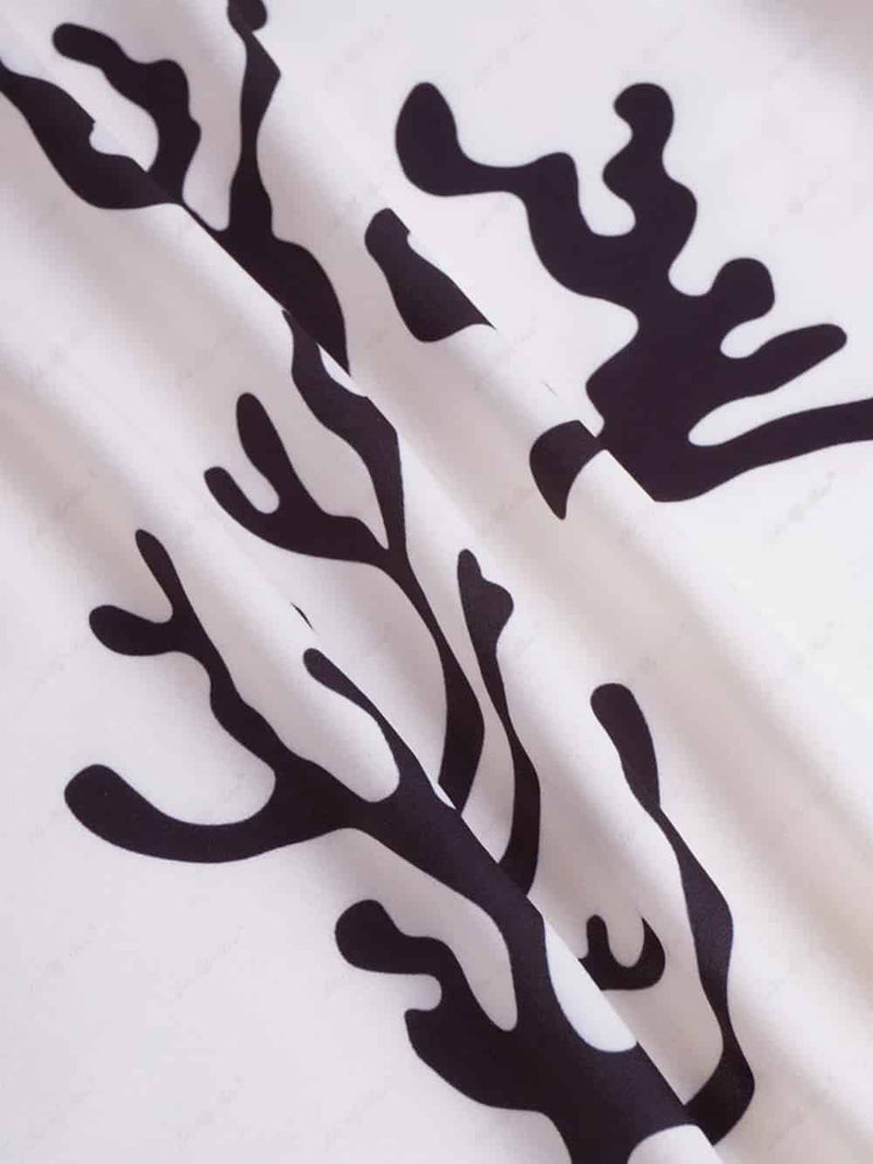 Black Coral Print Wide-leg Pants
