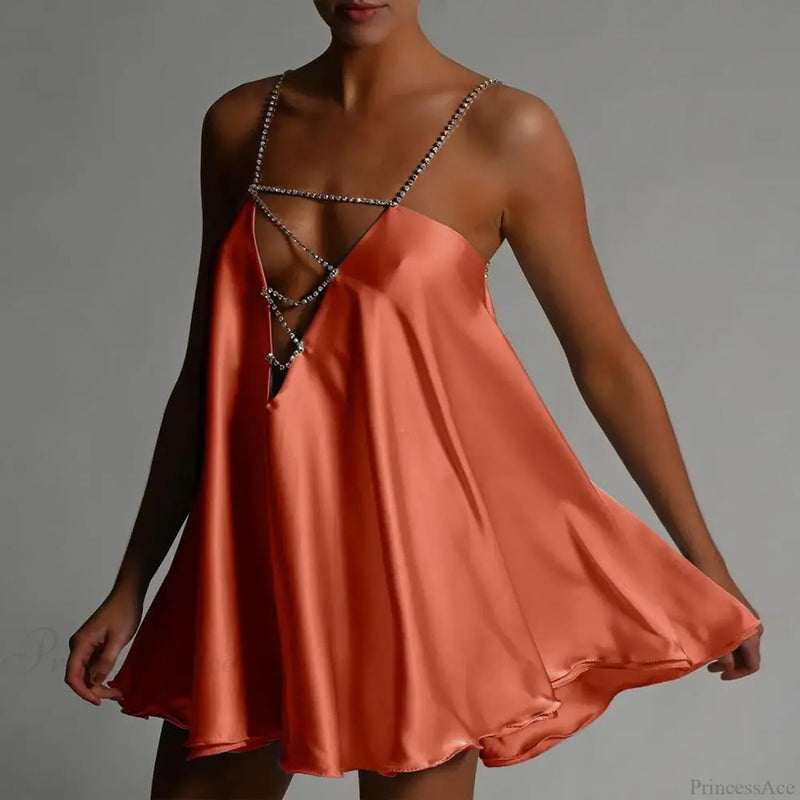 Chain Suspender Hollow Mini Dress