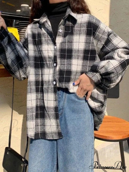 Checkered Long Graceful Sleeve Blouse