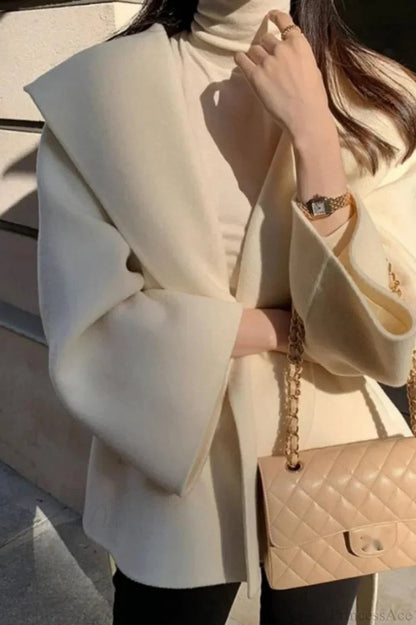 Brown Woolen Hooded Overcoat