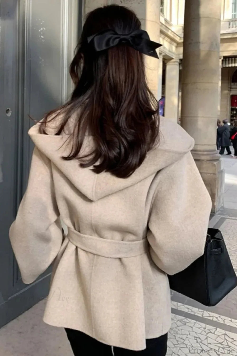 Brown Woolen Hooded Overcoat