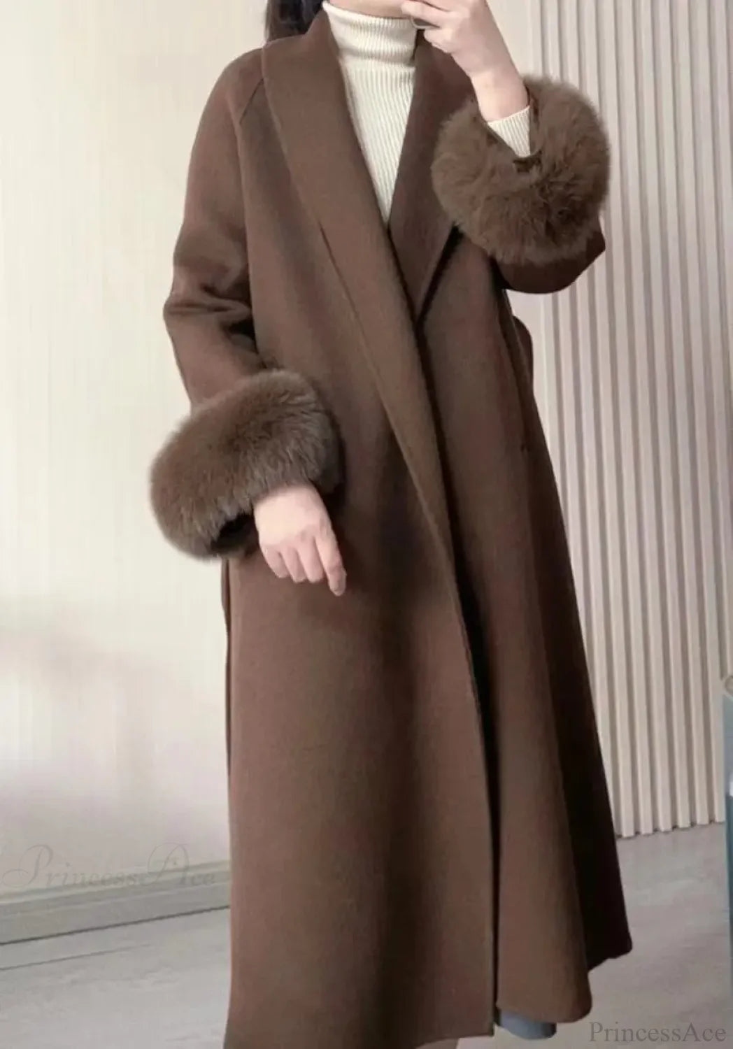 Brown Woolen Tops Overcoat