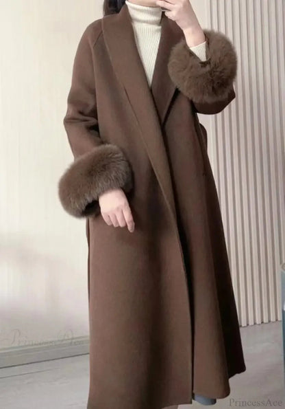 Brown Woolen Tops Overcoat