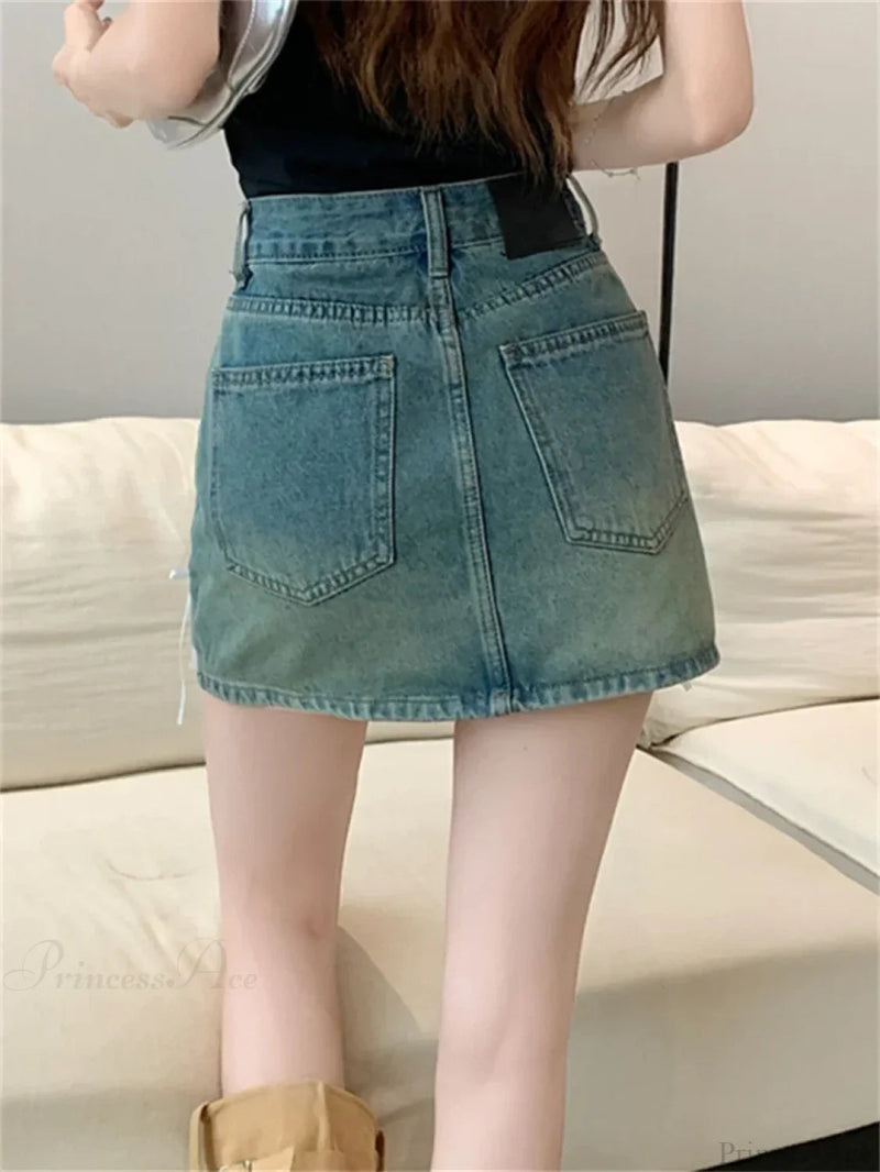 Denim Bow Detail Skirt