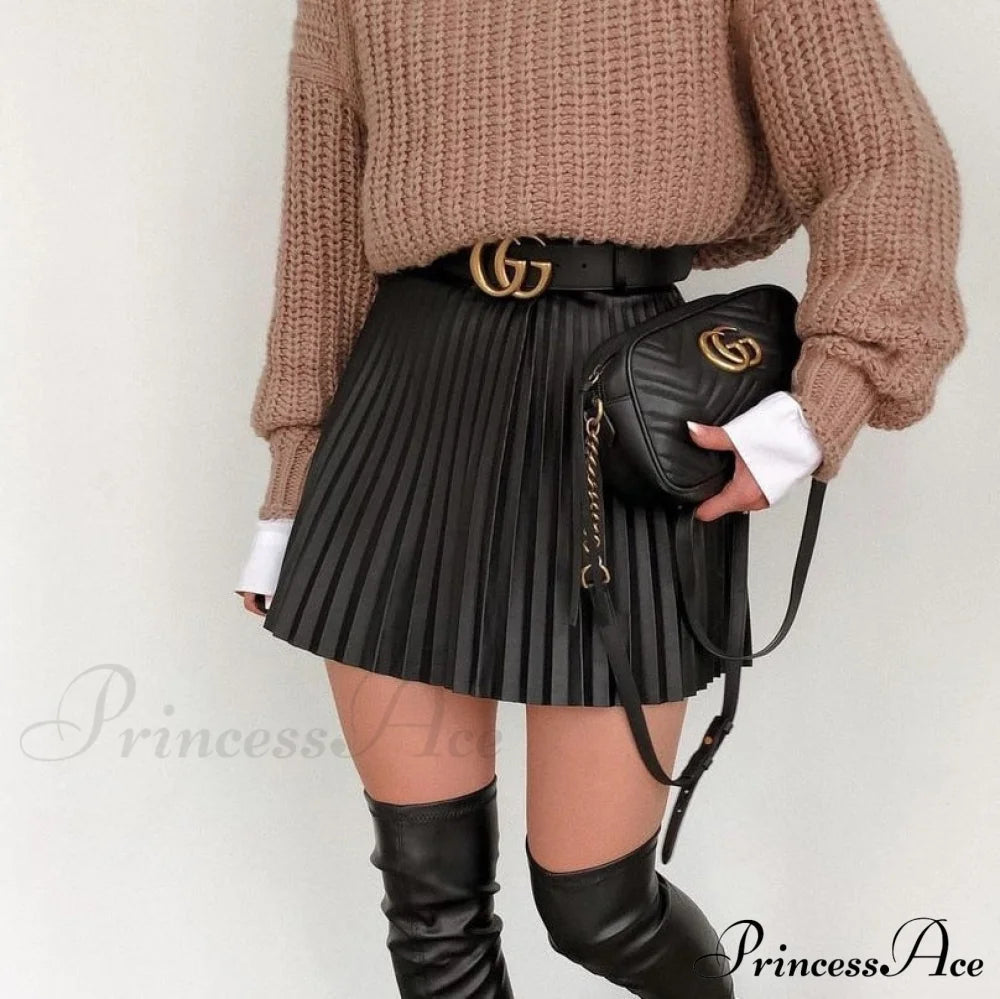 High Waisted A-line Mini Skirt