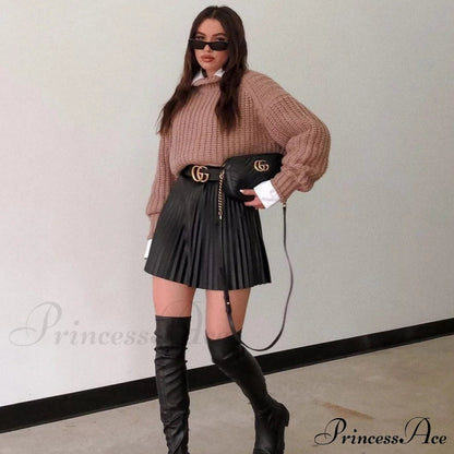High Waisted A-line Mini Skirt