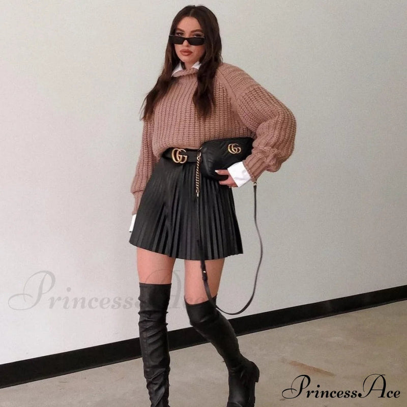 High Waisted A-line Mini Skirt