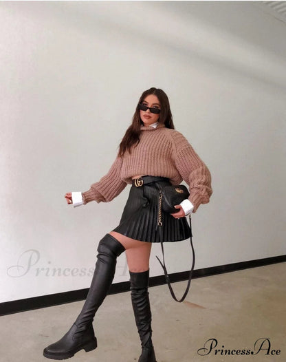 High Waisted A-line Mini Skirt