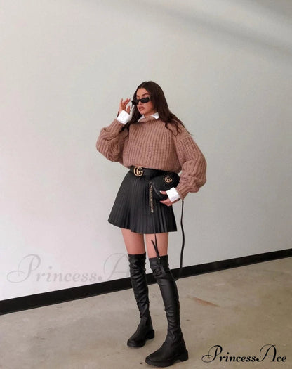 High Waisted A-line Mini Skirt