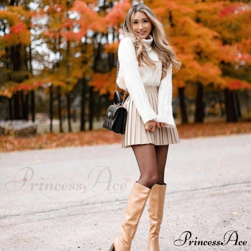High Waisted A-line Mini Skirt