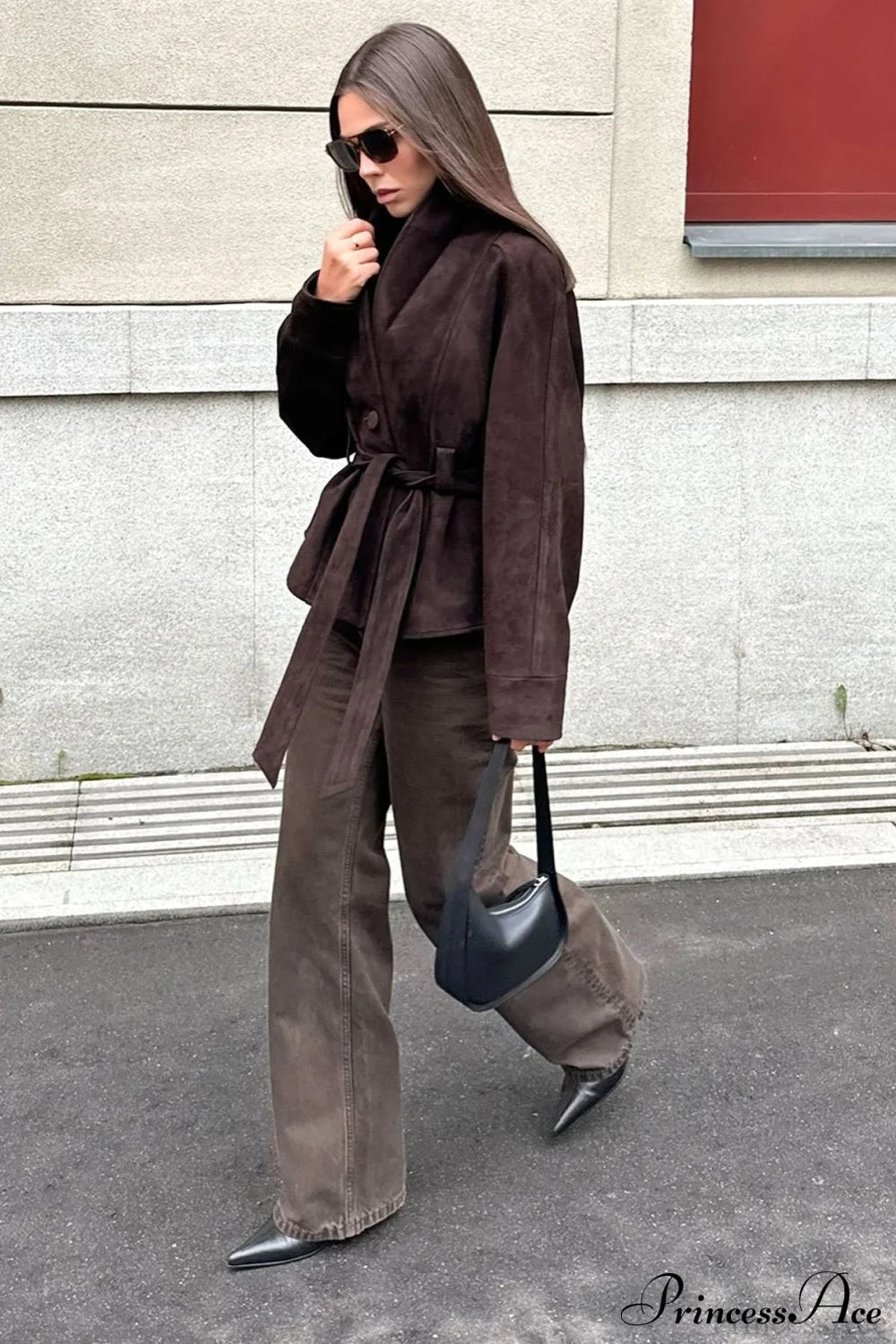 Suede Long Sleeve Jacket Coat