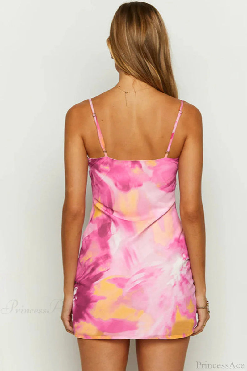 Tie Detail Spaghetti Strap Fitted Mini Dress