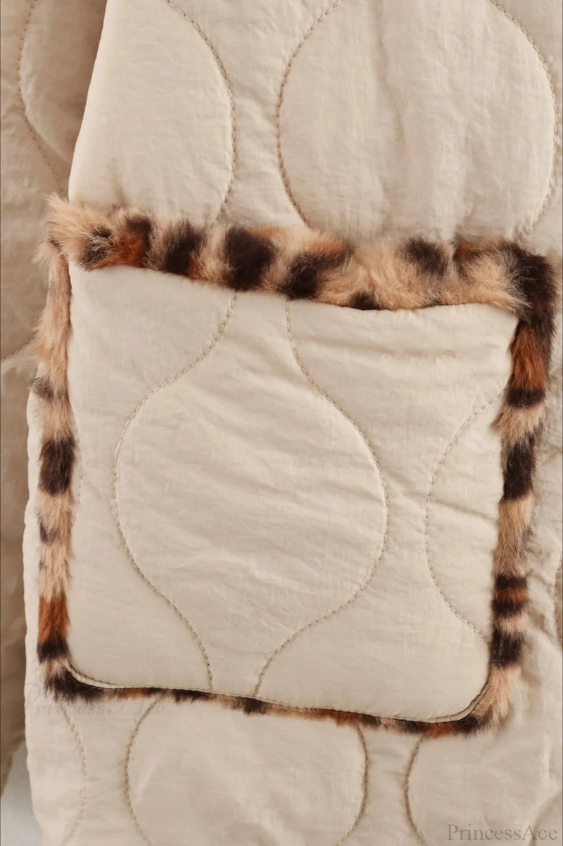 Turn-down Collar Reversible Leopard Cotton Coat
